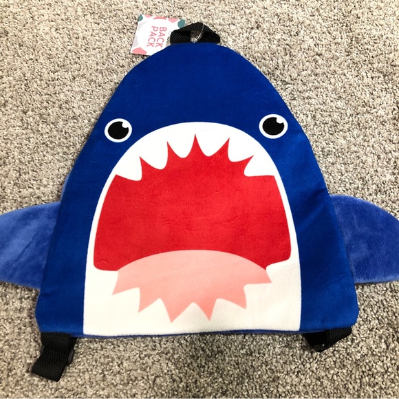 🆕NWT Shark Backpack, velvet, blue, One Size, unisex - Picture 1 of 2